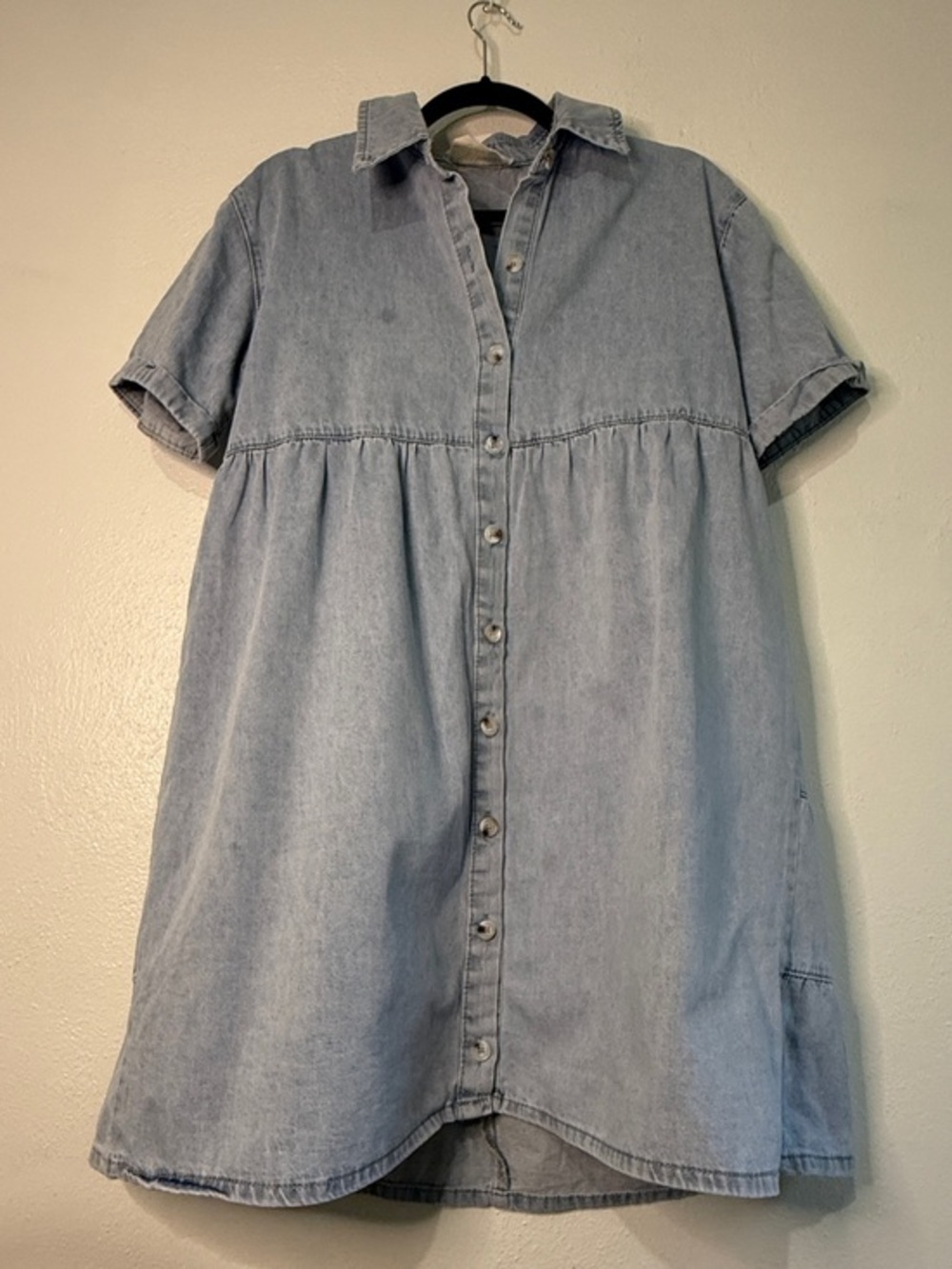 Savanna Jane Light Wash Denim Button-Front Tunic Dress. Sz S.